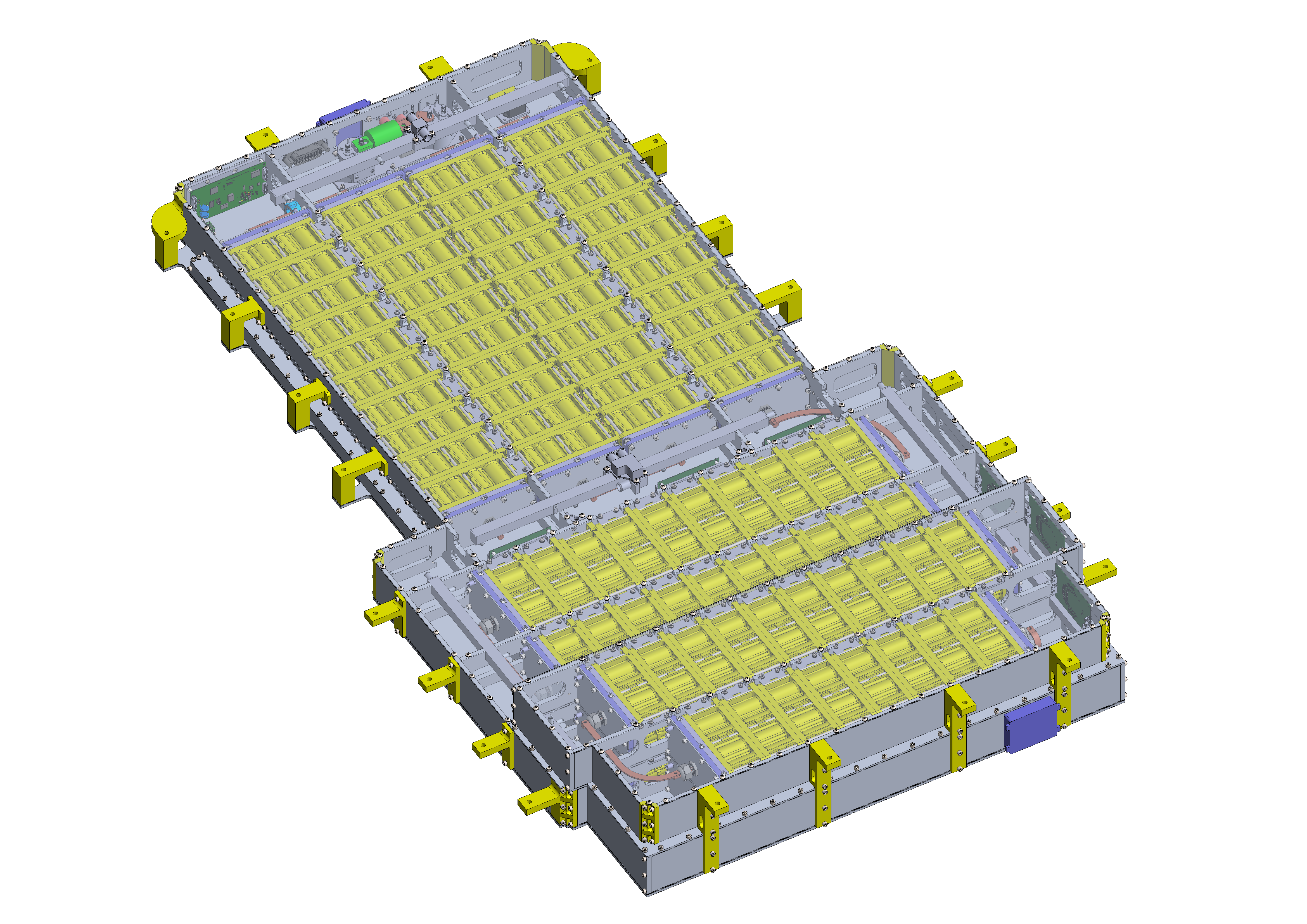 CAD rendering of a battery pack housing assembly